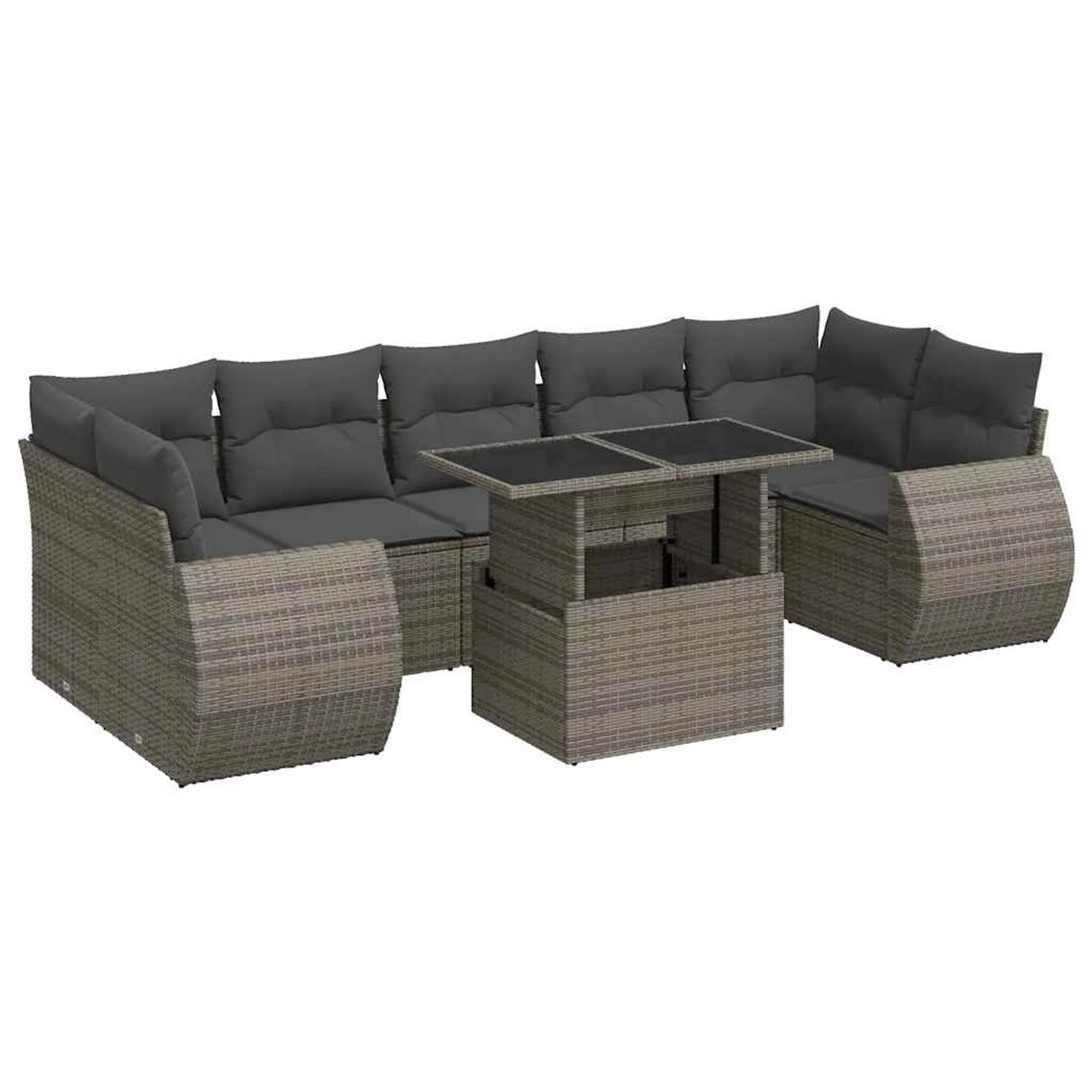 vidaXL 8-Tlg Garten-Sofagarnitur mit Kissen Grau Poly Rattan 3326601 günstig online kaufen