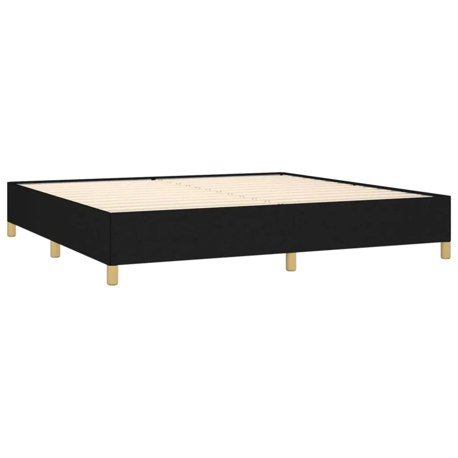 Schwarzes vidaXL Boxspringbett 200x200 cm mit Holzfüßen. Bettrahmen ohne Matratze.