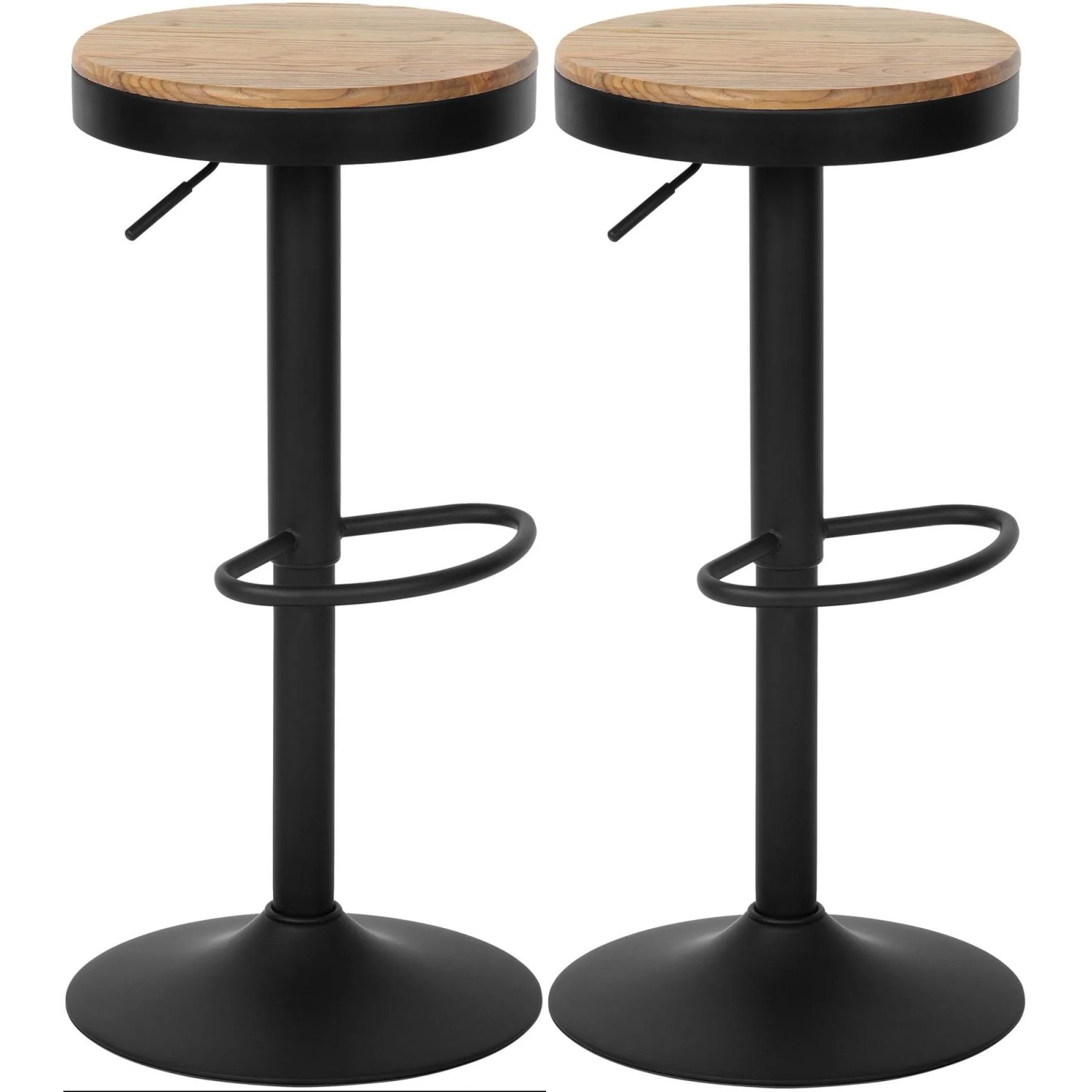 DELUKE 2er Set Barhocker KORID Holz Natura 38,5x38,5x58cm Barstuhl Höhenverstellbar Drehbar Tresenhocker Tresenstuhl