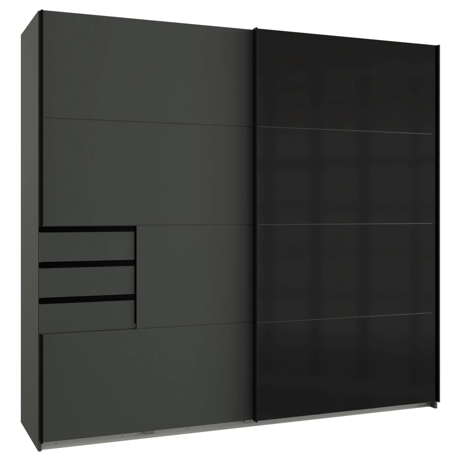 Premium Living Schwebetürenschrank Saigon in Graphitfarben/Schwarz