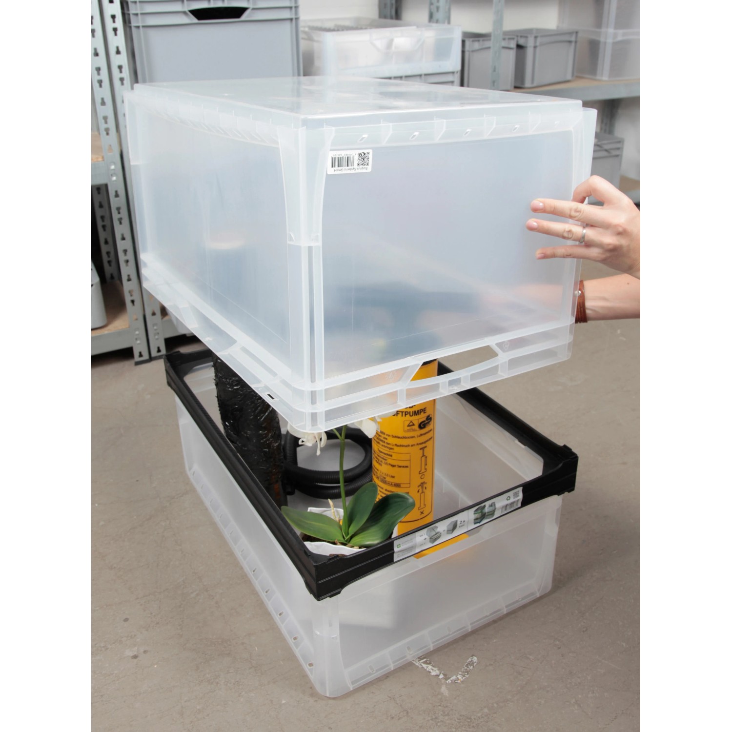 Eurobox Adapterring 40x30 cm für Aufbewahrungsboxen, zur Volumenvergrößerung durch Stapelung.