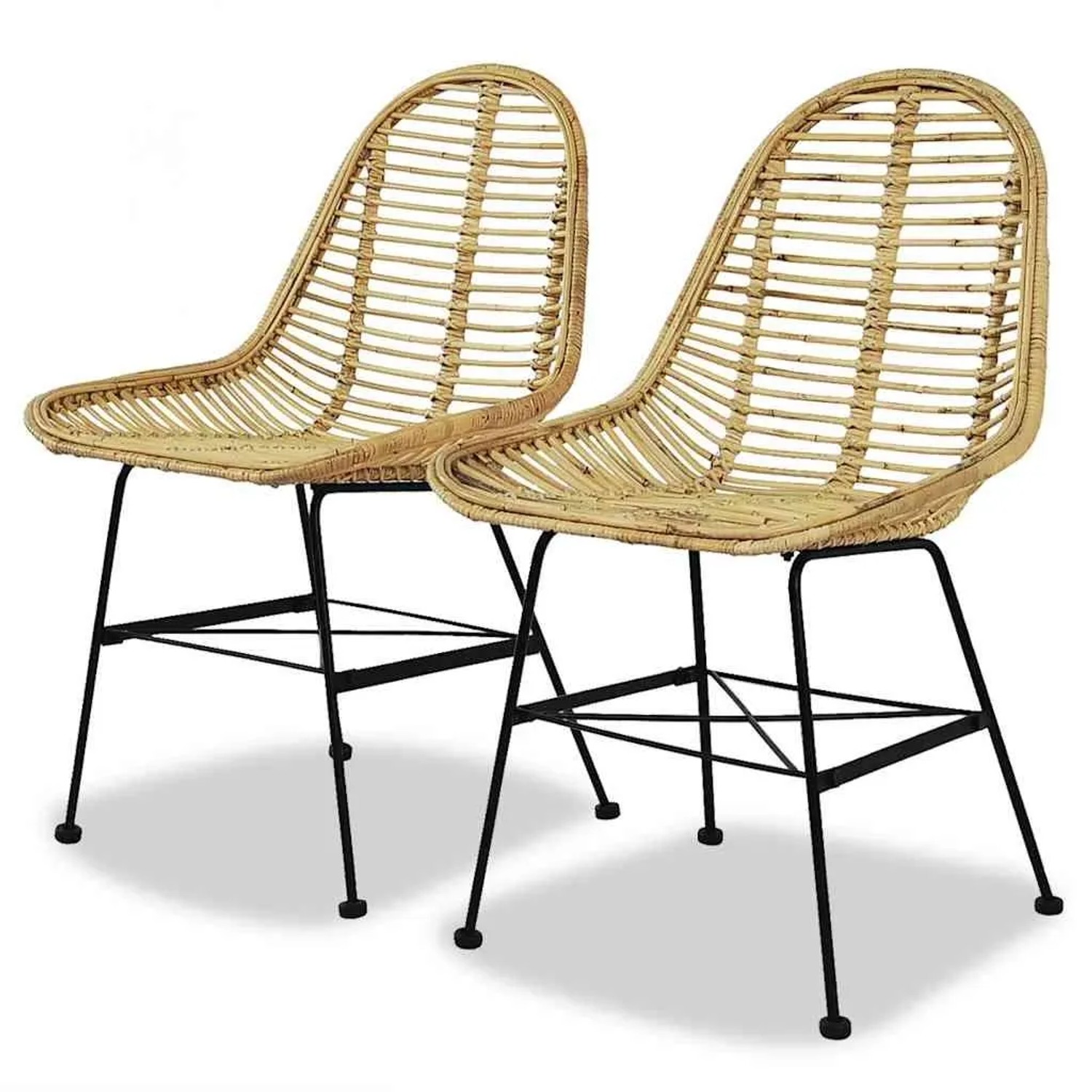 vidaXL Esszimmerstühle 2 Stk Natur Rattan 244569