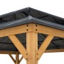 Detailansicht: Sunjoy Gazebo Trivor mit Zedernholzrahmen und anthrazitfarbenem Dach.