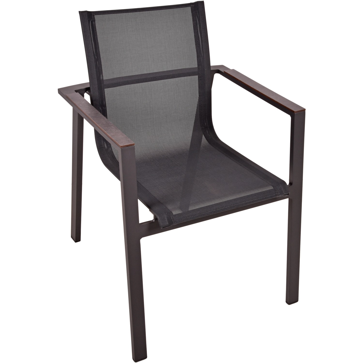 Garten Pleasure Stapelstuhl Sophia, anthrazitfarbenes Aluminiumgestell und Textilbespannung.