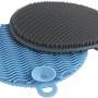 Wenko Silikon Spülschwamm Soft 2er-Set in Blau und Grau, Küchenhelfer mit Noppen und Saugnapf.