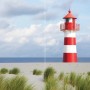 Schulte Duschrückwand mit Leuchtturm-Motiv über Eck, rot-weiß gestreift.
