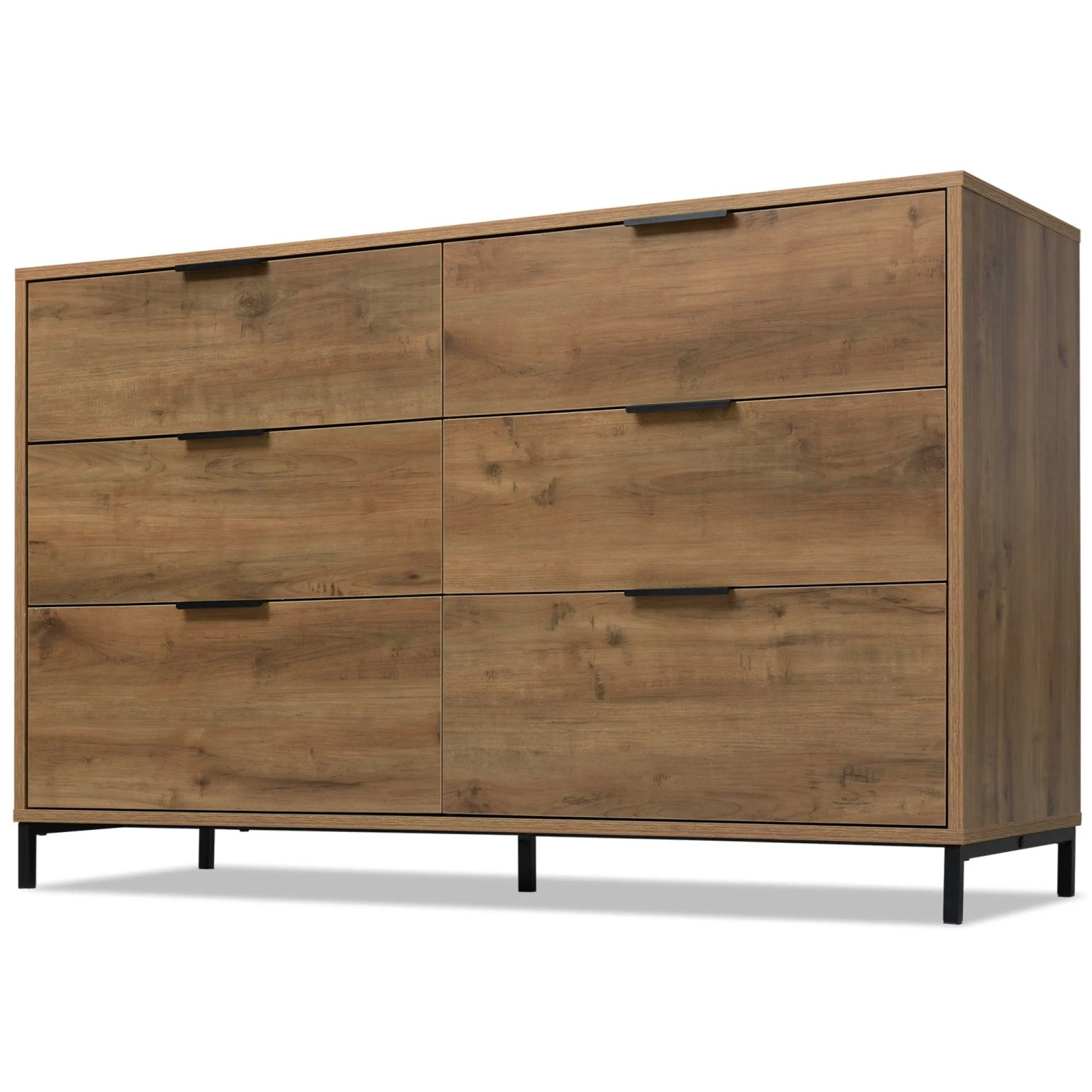 okwish Kommode mit 6 Schubladen Sideboard Schlafzimmer 120x40x76cm Natur