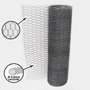 Aquagart Sechseckgeflecht 50cm, 25x25mm Maschen, verzinkter Kaninchendraht auf Rolle für Zaunbau & Sichtschutz.