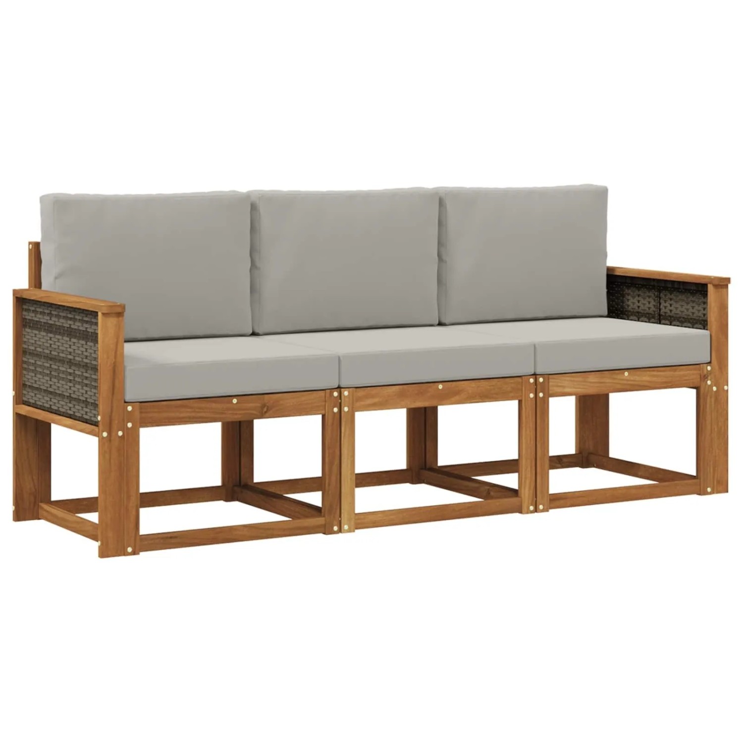 vidaXL Outdoor-Sofagarnitur mit Kissen 3 Stk Natur und Hellgrau 3384947