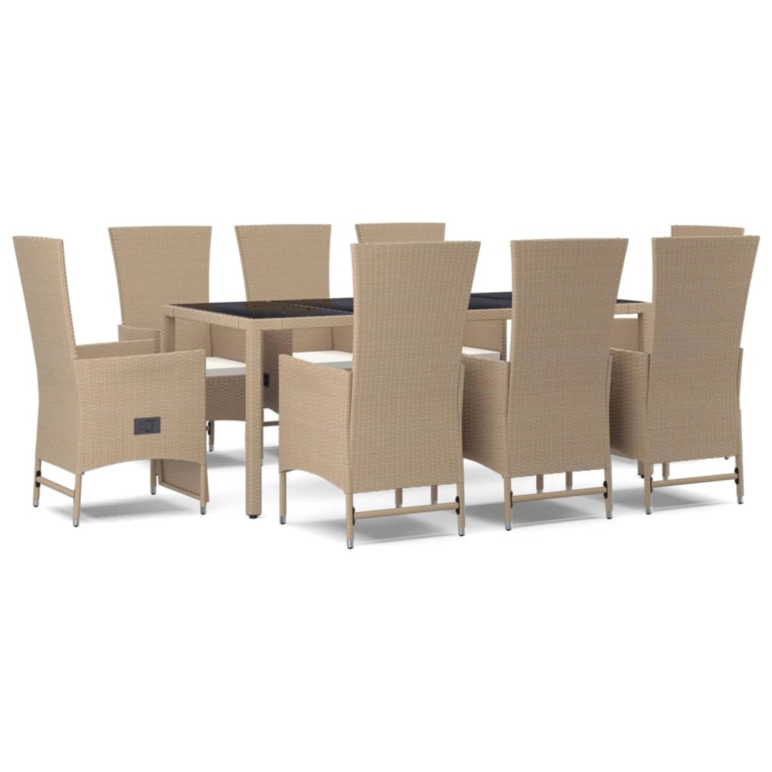 Vidaxl 9-tlg. Garten-essgruppe Mit Kissen Beige Poly Rattan günstig online kaufen