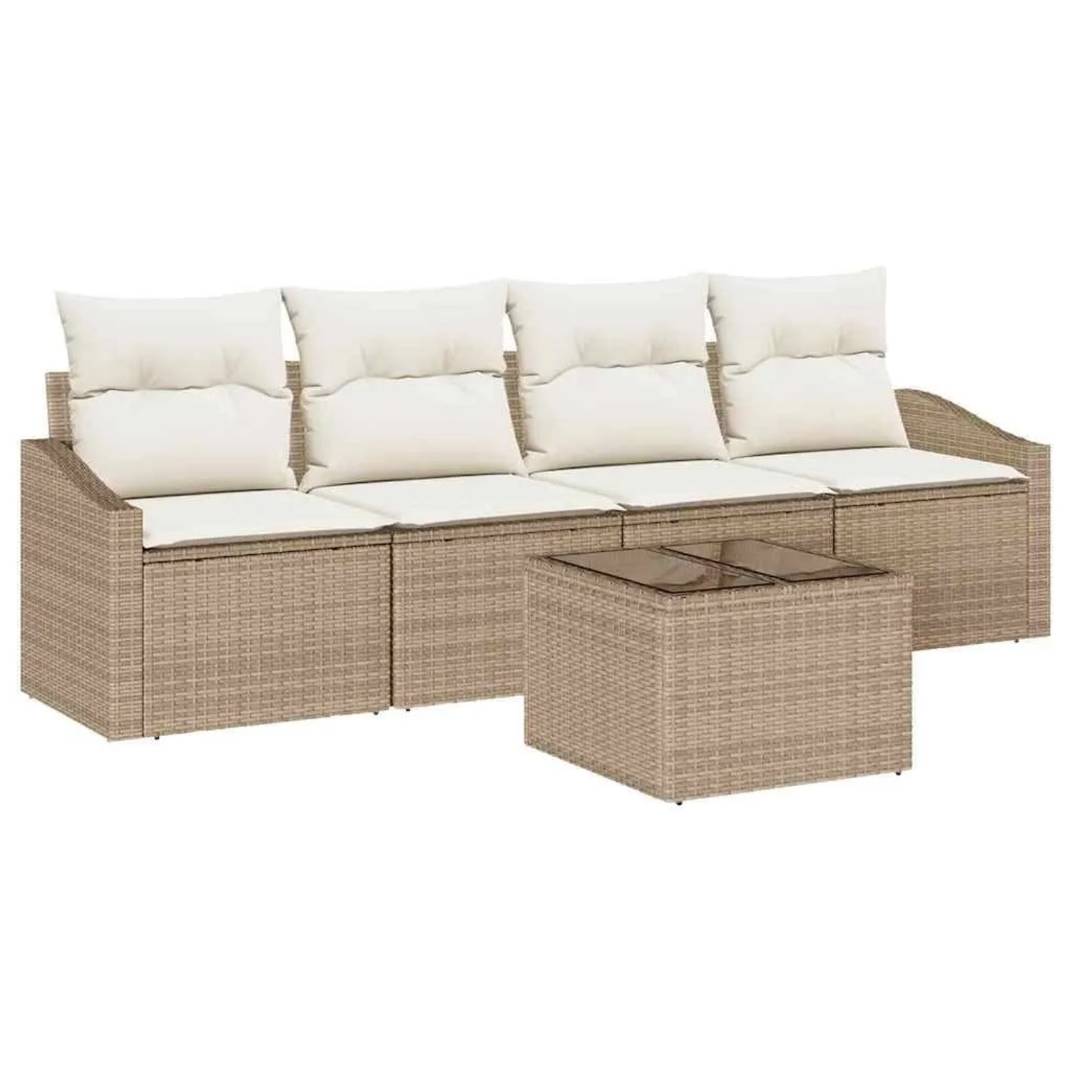 vidaXL Sofa Set mit Kissen 5-Tlg Beige und Creme Poly-Rattan 3355260 günstig online kaufen