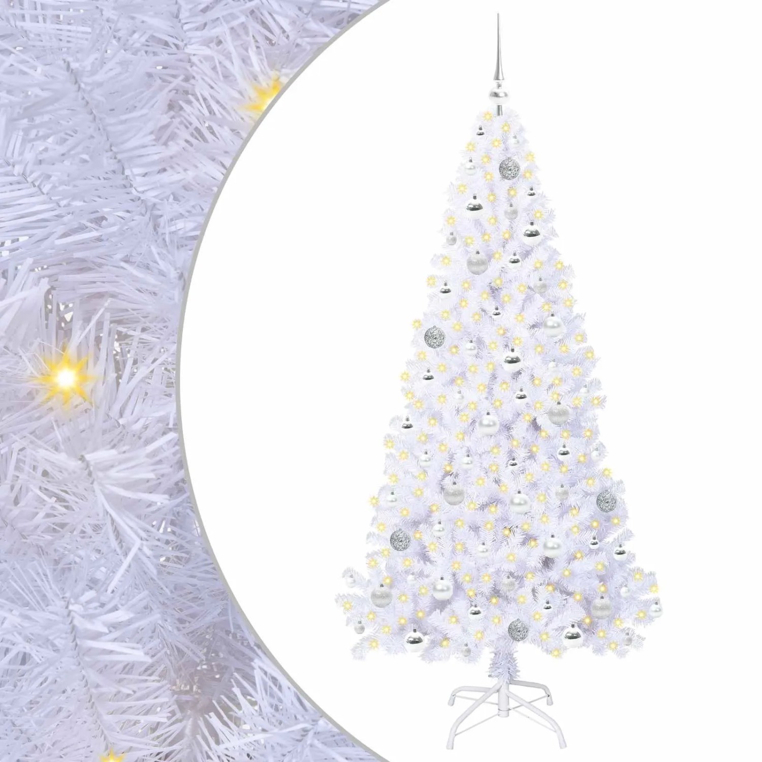 vidaXL Künstlicher Weihnachtsbaum Weiß 180 cm PVC und Stahl 3426772