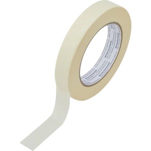 Beiges Flachkrepp Klebeband, 50m, für saubere Farbkanten beim Malen & Tapezieren.