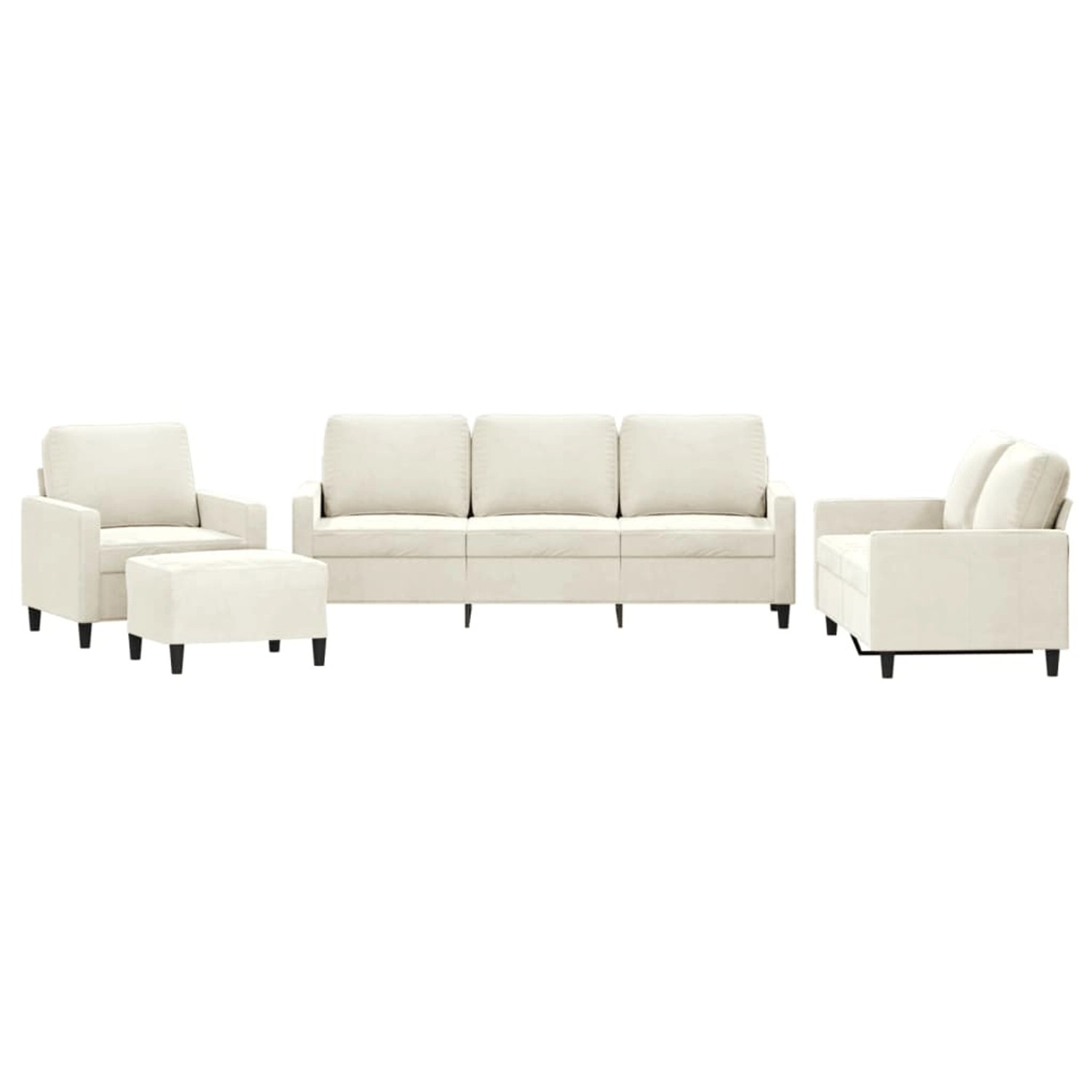 vidaXL 4-Tlg Sofagarnitur mit Kissen Creme Samt 3201494 günstig online kaufen