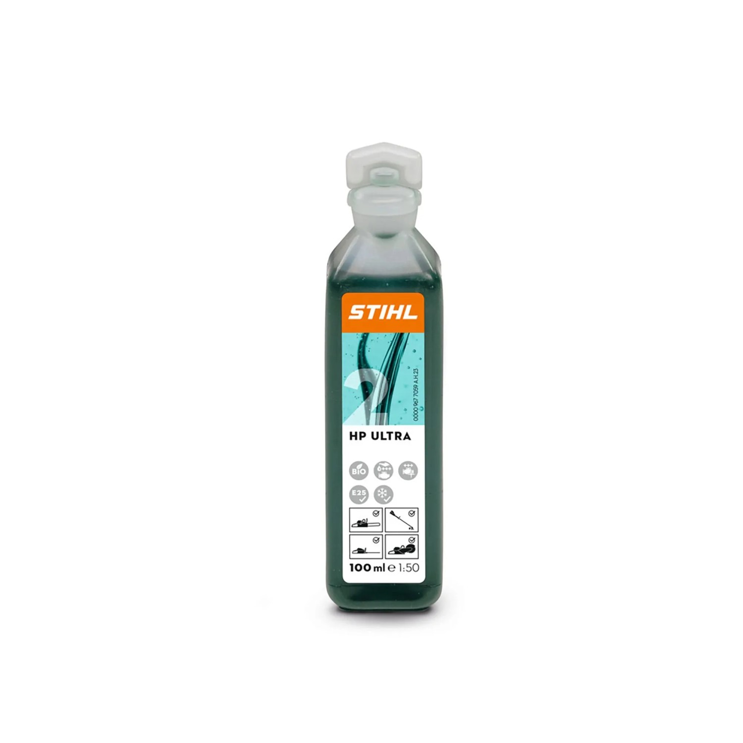 Stihl Zweitaktmotorenöl HP Ultra 100 ml Flasche für 5, Kraftstoff Orange-Grau