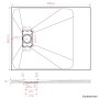 Technische Zeichnung der rechteckigen, weißen Aquabatos Duschwanne 100x80 cm in Schieferoptik mit Maßen.