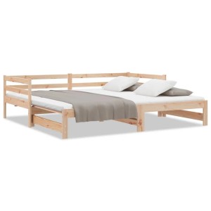 Ausgezogenes, unbehandeltes Kiefernholz Tagesbett/Gästebett 80x200 cm ohne Matratze.