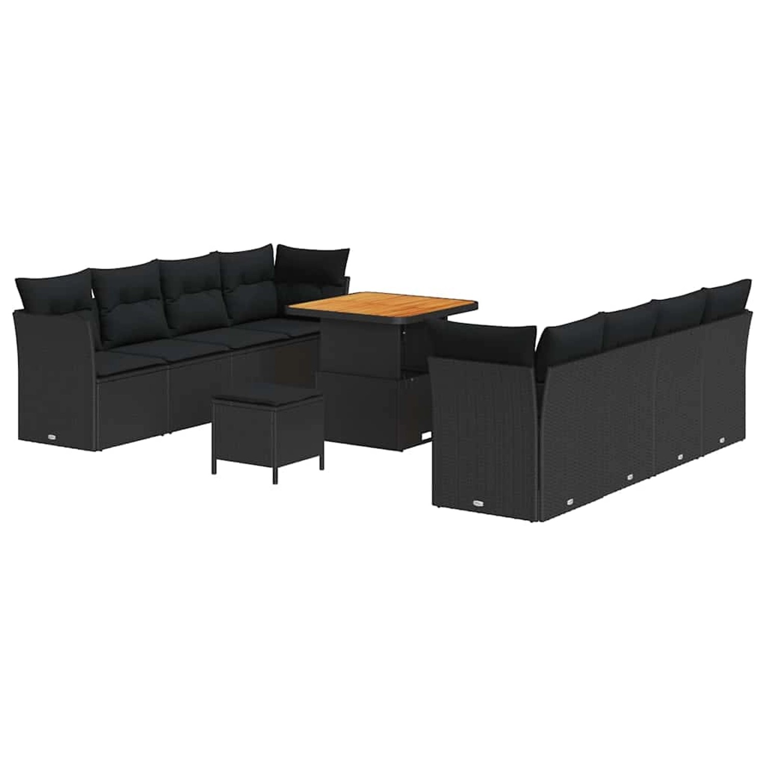 vidaXL Garten-Sofa-Set 11-Tlg Schwarz Poly Rattan 3361454 günstig online kaufen