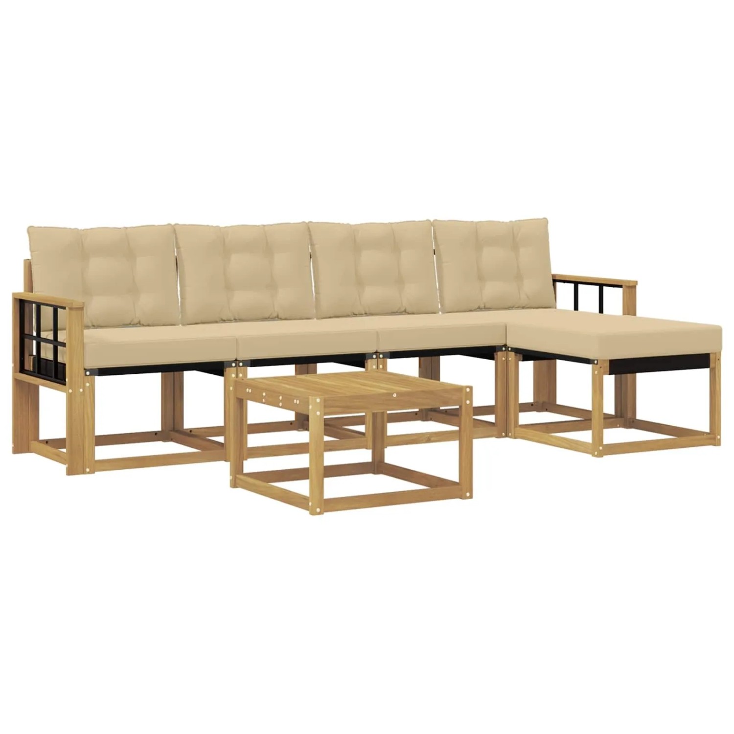 vidaXL Outdoor-Sofagarnitur mit Kissen 6-Tlg Weiß und Beige 3389411
