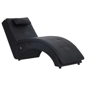 Schwarze vidaXL Massage Chaiselongue mit Kissen aus Kunstleder. Entspannungsliege für Wohnzimmer und mehr.