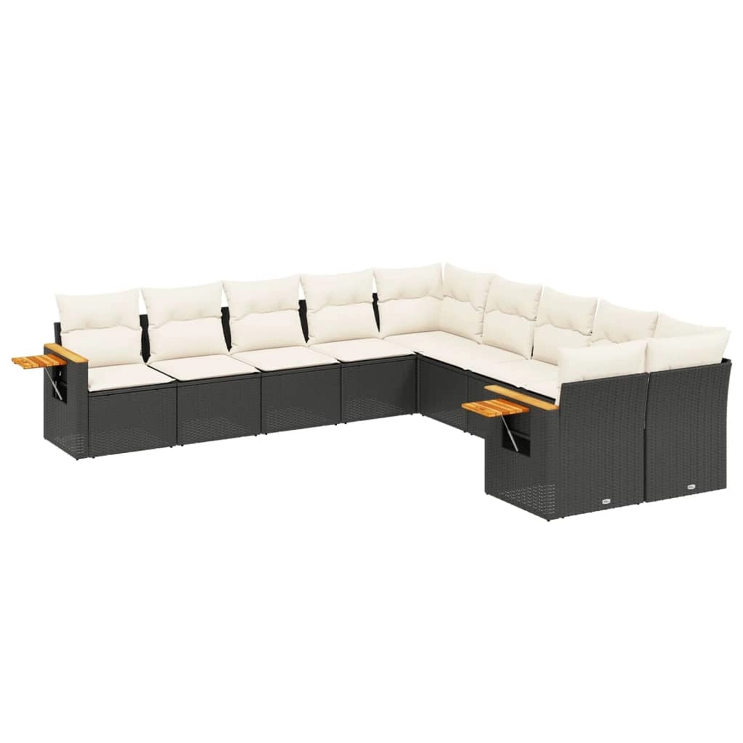 vidaXL 10-Tlg Garten-Sofagarnitur mit Kissen Schwarz Poly Rattan 3259592 günstig online kaufen
