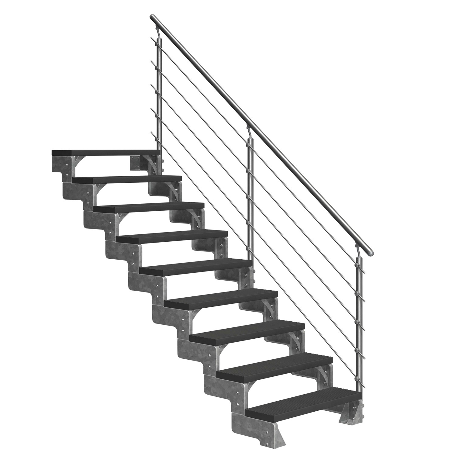 Dolle Außentreppe Gardentop 9 Trimax-Stufen 100 cm Anthrazit + Prova-Geländer