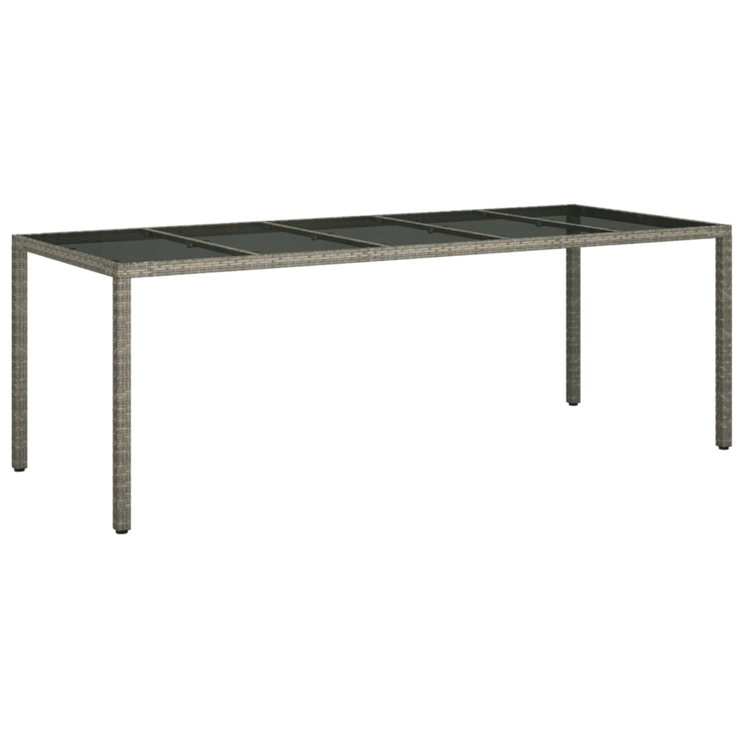 vidaXL Gartentisch Grau 250x100x75 cm Hartglas und Poly Rattan 316727