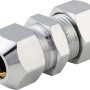 Quetschverschraubung, Ø 10 mm, gerade, 2er-Set, aus verchromtem Messing für Sanitärinstallationen.