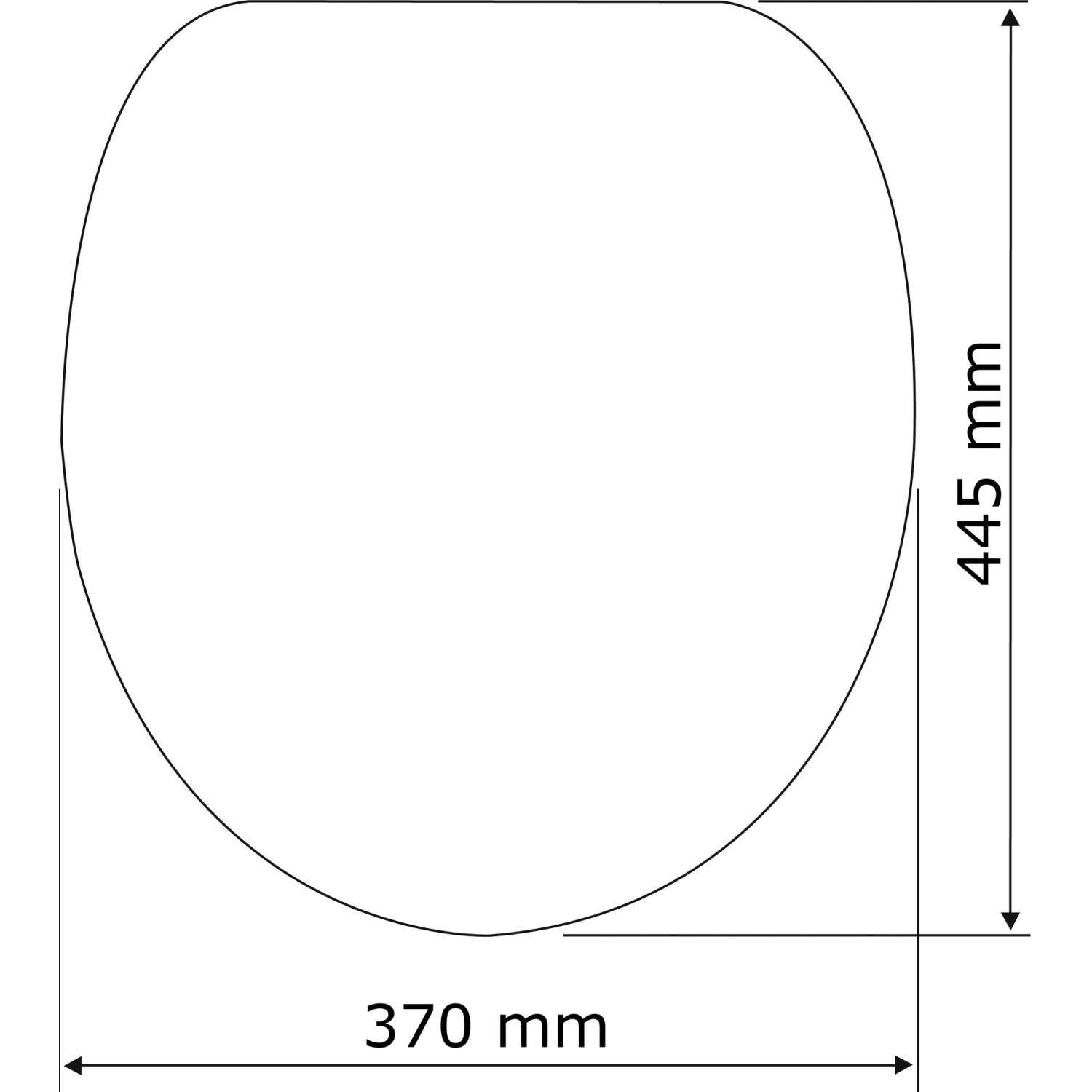 Maße des weißen Wenko Premium WC-Sitz Mora Duroplast mit Absenkautomatik: 445 x 370 mm.