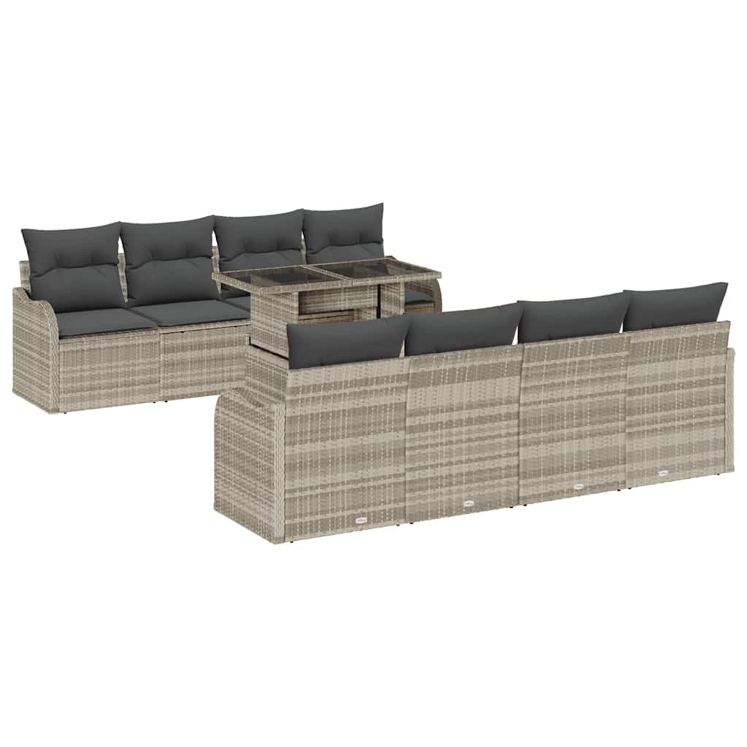 vidaXL Garten-Sofa-Set mit Kissen 7-Tlg Hellgrau Poly Rattan 3348428 günstig online kaufen