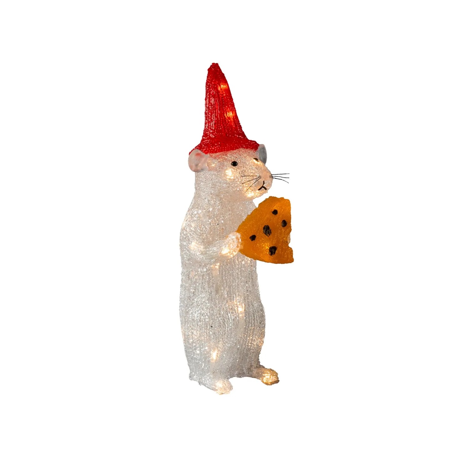 Konstsmide Dekofigur Maus mit Käse & 24 Warmweißen LEDs für Außen 29 x 14 cm