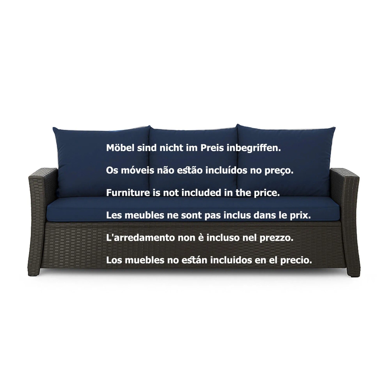 Setgarden Marine Sitzkissen-Set für 2-Sitzer Gartenbank, 100x60 + 2x50x56 cm