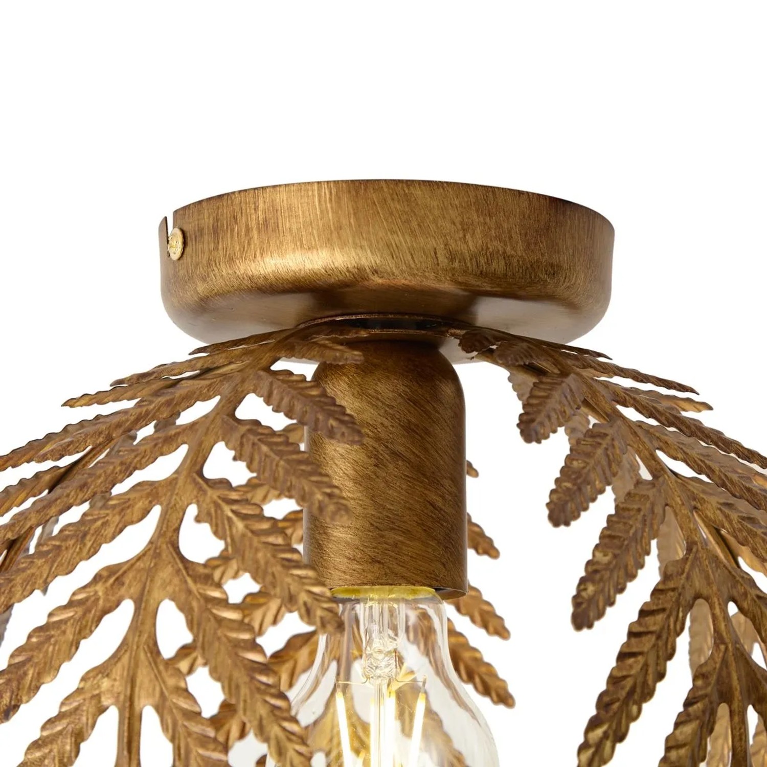 Goldene QAZQA Vintage Deckenleuchte Botanica mit filigranem Blattmuster und E27 Fassung. Stilvolle Lampe.