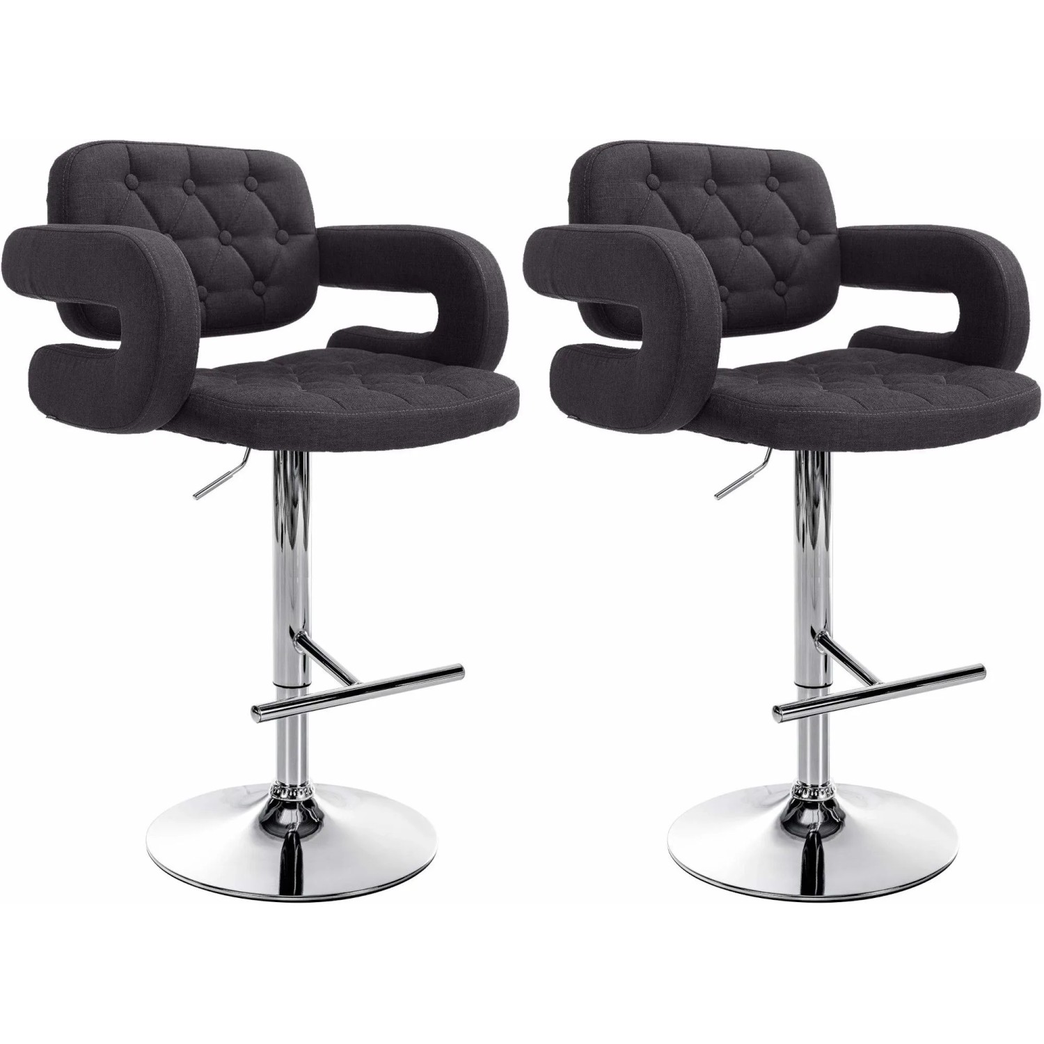 CLP 2er Set Barhocker Dublin Stoff Schwarz