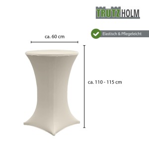 Beige TRUTZHOLM Stehtischhusse, elastisch, für Ø 60cm Tische, ca. 115cm hoch. Pflegeleichte Stretch-Husse aus Polyester.