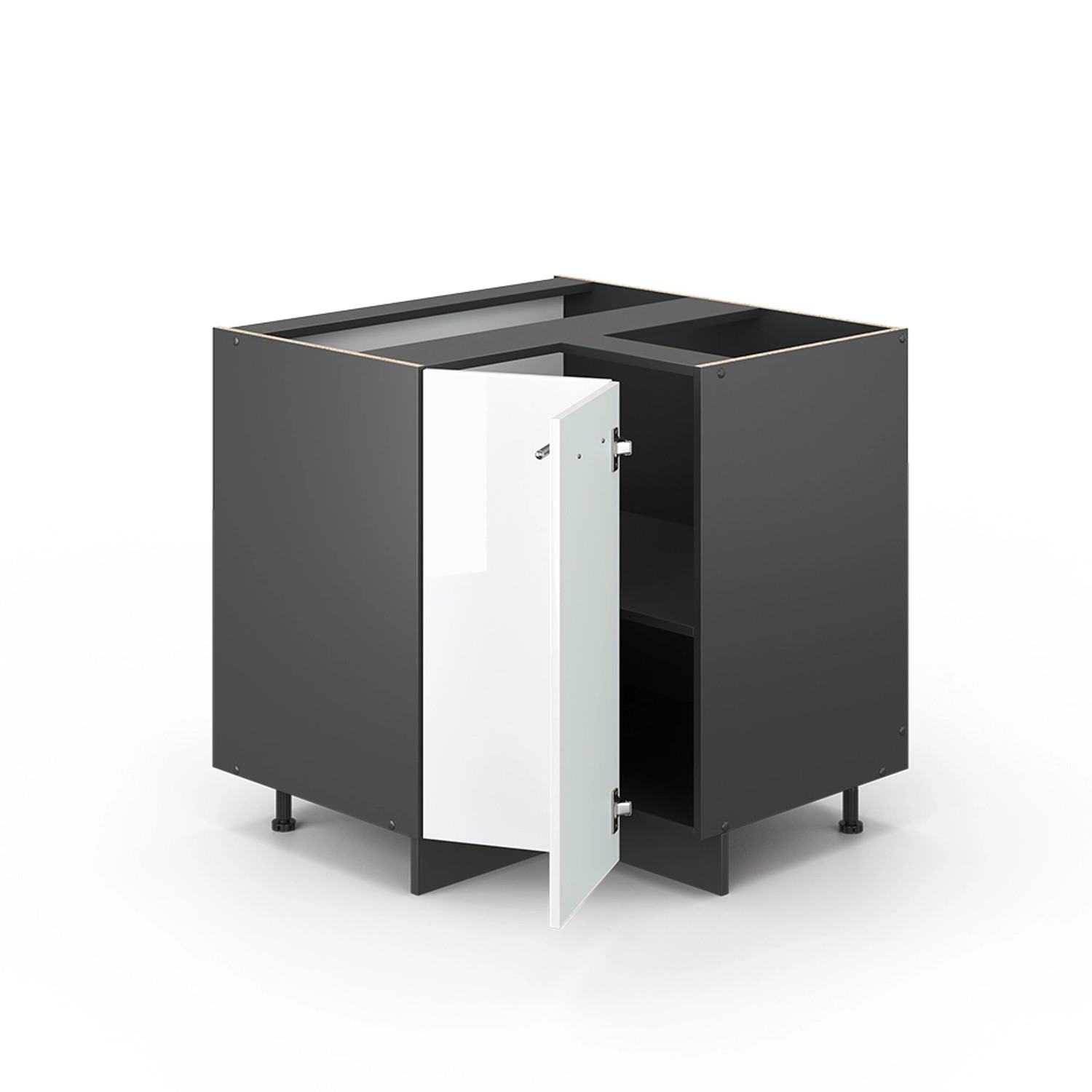 Vicco Eckunterschrank Fame-Line Weiß Hochglanz/Anthrazit 81 cm AP Eiche günstig online kaufen