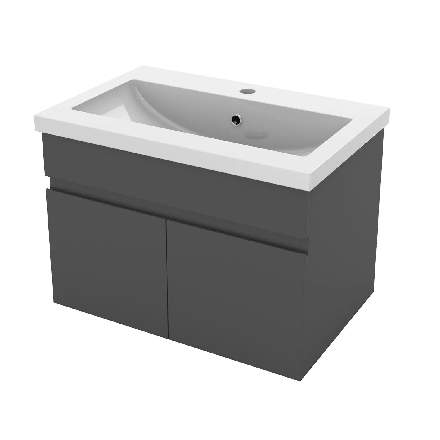 AICA Waschtisch mit Unterschrank 60 cm BERGEN Badmöbel Set 2 tlg. Waschbecken mit Unterschrank Anthrazit Matt Softclose