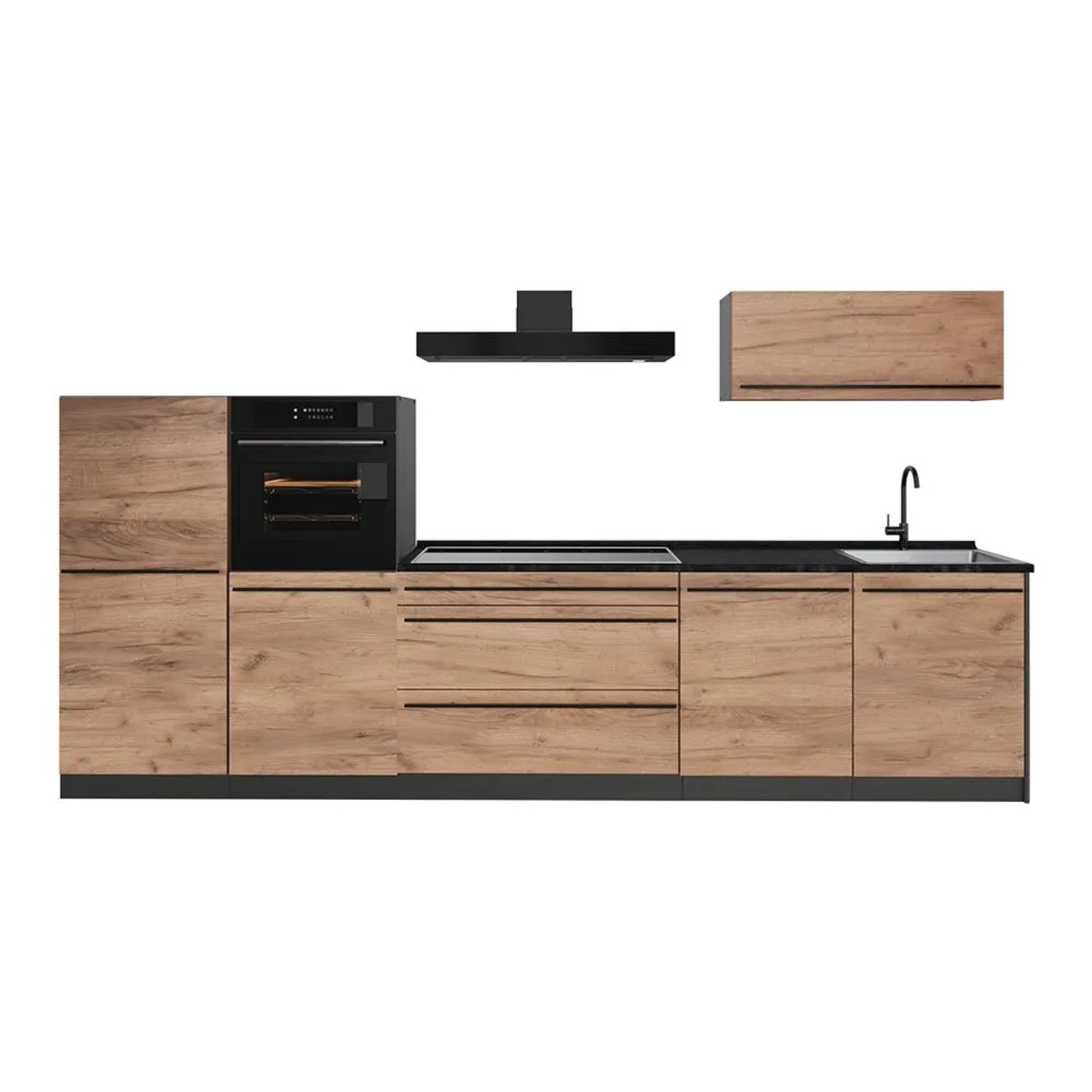 Vicco Küchenzeile R-Line Goldkraft Eiche/Anthrazit 340 x 143 Arbeitsplatte Anthrazit Art Nr 65911