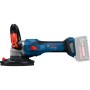 Bosch Professional GBR 18V-15 S Akku-Betonschleifer mit blauem Gehäuse und Schleifbürste.