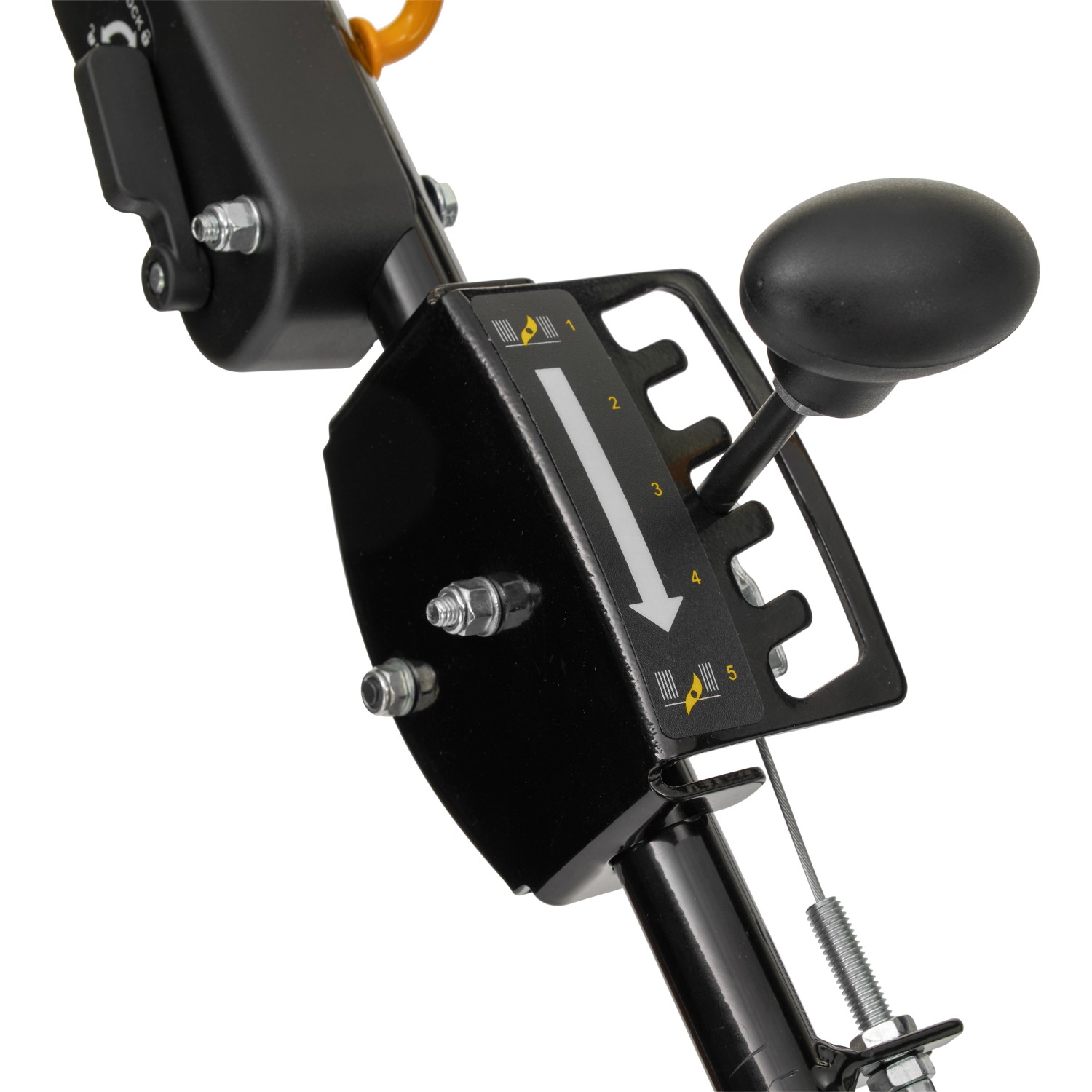 Detailaufnahme: Tiefeneinstellung am Stiga Benzin-Vertikutierer SVP 40 G.