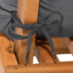 Detailaufnahme: Graphitgraue Beautissu Flair HL Hochlehner Auflage mit Befestigungsschnüren.