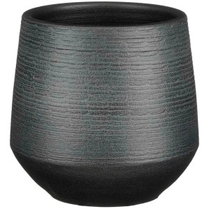 Schwarzer Mica Decorations Übertopf Evora, Ø 16 cm, aus Terrakotta für den Innenbereich.
