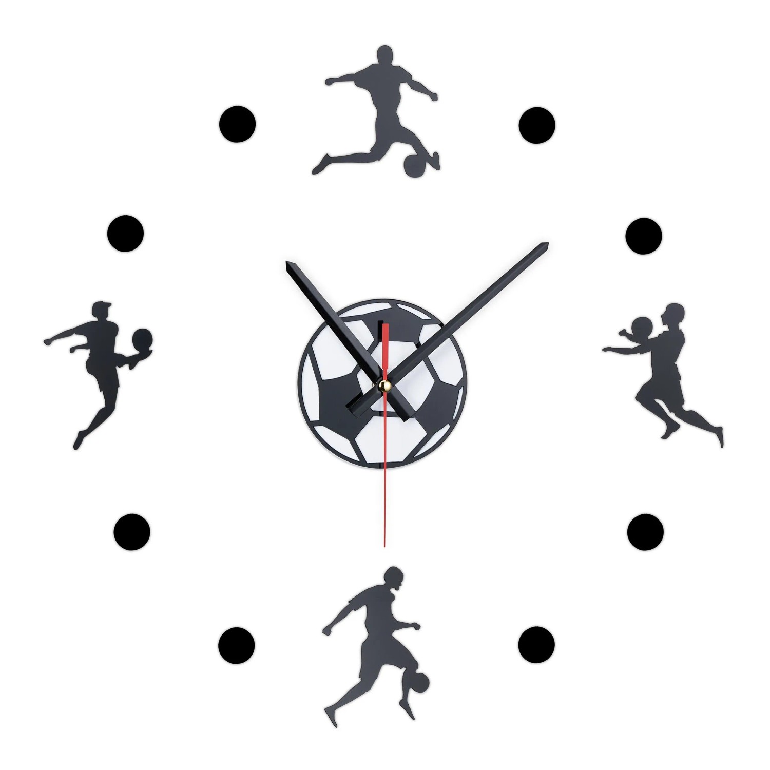 Relaxdays Wanduhr Kunststoff Eisen Schwarz Weiß Selbstklebend ø 50 cm bis 100 cm 50 g