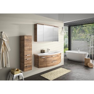 Pelipal Badmöbel-Set Serie 4010 in Eiche Ribbeck quer NB, 144 cm, mit Waschtisch, Unterschrank und Spiegelschrank.