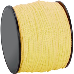 Gelbe Polypropylen Schnur (Ø 2 mm) auf Rolle, geeignet zum Binden und Schnüren.