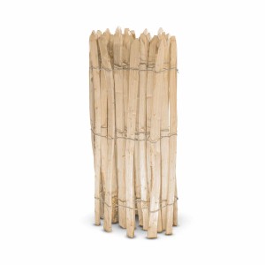 Stiltreu Staketenzaun aus Kastanie, 500x100cm, Lattenabstand 6-8cm. Naturzaun für Garten und Beet.