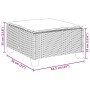 vidaXL Fußhocker, grau, Poly Rattan, Teil der 7-tlg. Garten-Sofagarnitur, mit Kissen, Maße