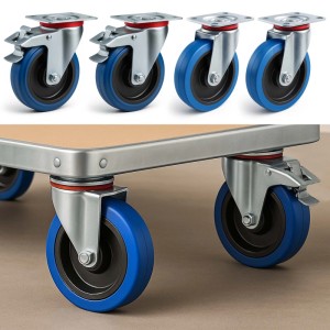 Wiltec Transportrollen Set 160Mm 300Kg 2X Lenkrolle Mit Bremse 2X Ungebremst