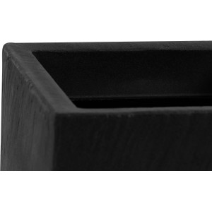 Detailaufnahme: Schwarzes, quadratisches Siena Garden Pflanzgefäß Bozano mit Schieferstruktur, 27x27x21 cm.