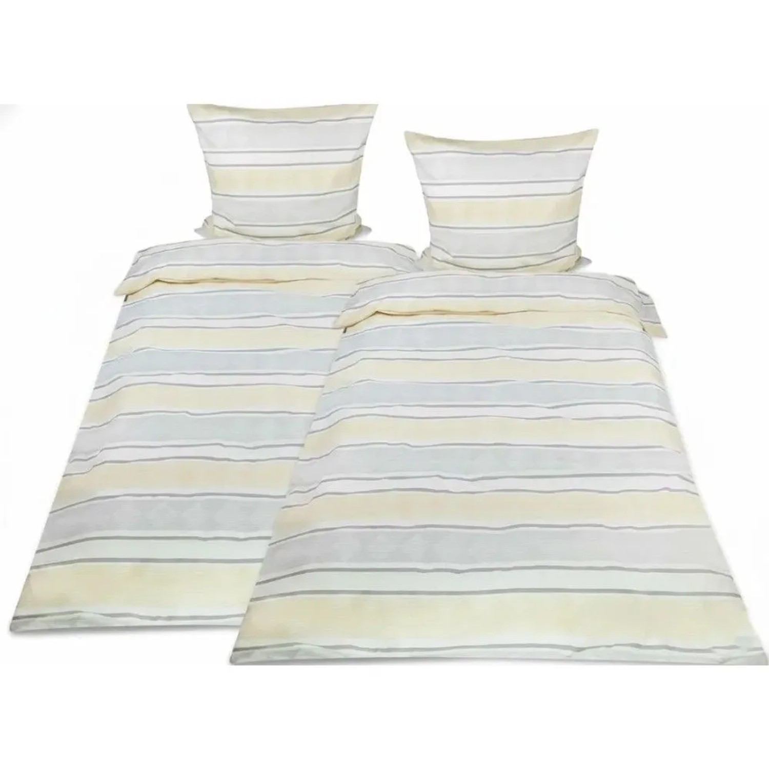 Beautissu 4tlg Biber Bettwäsche Viola 155x220cm Kissenbezug 80x80 cm Beige